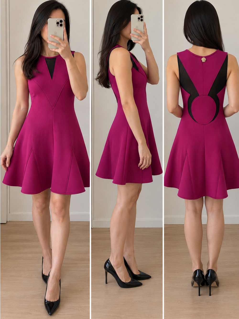 Versace Fuchsia Sleeveless Flared Dress